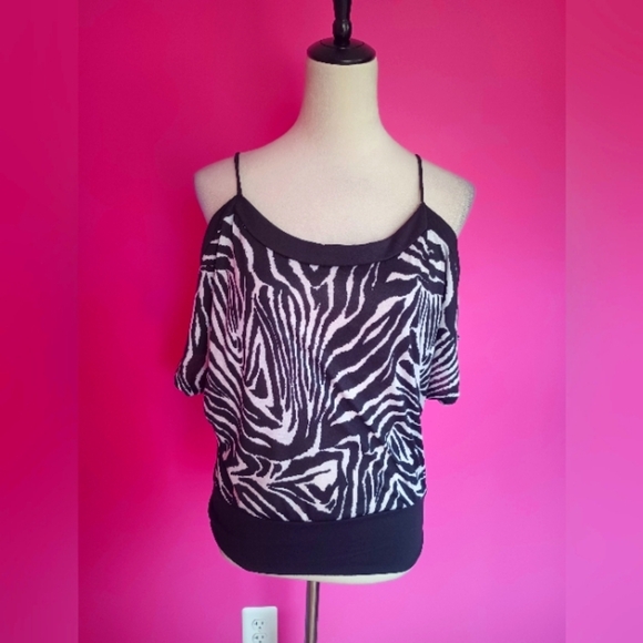 Annabelle Y2K Ladies Zebra Print Spaghetti Strap Clubbing Top (Size L) - Picture 2 of 9